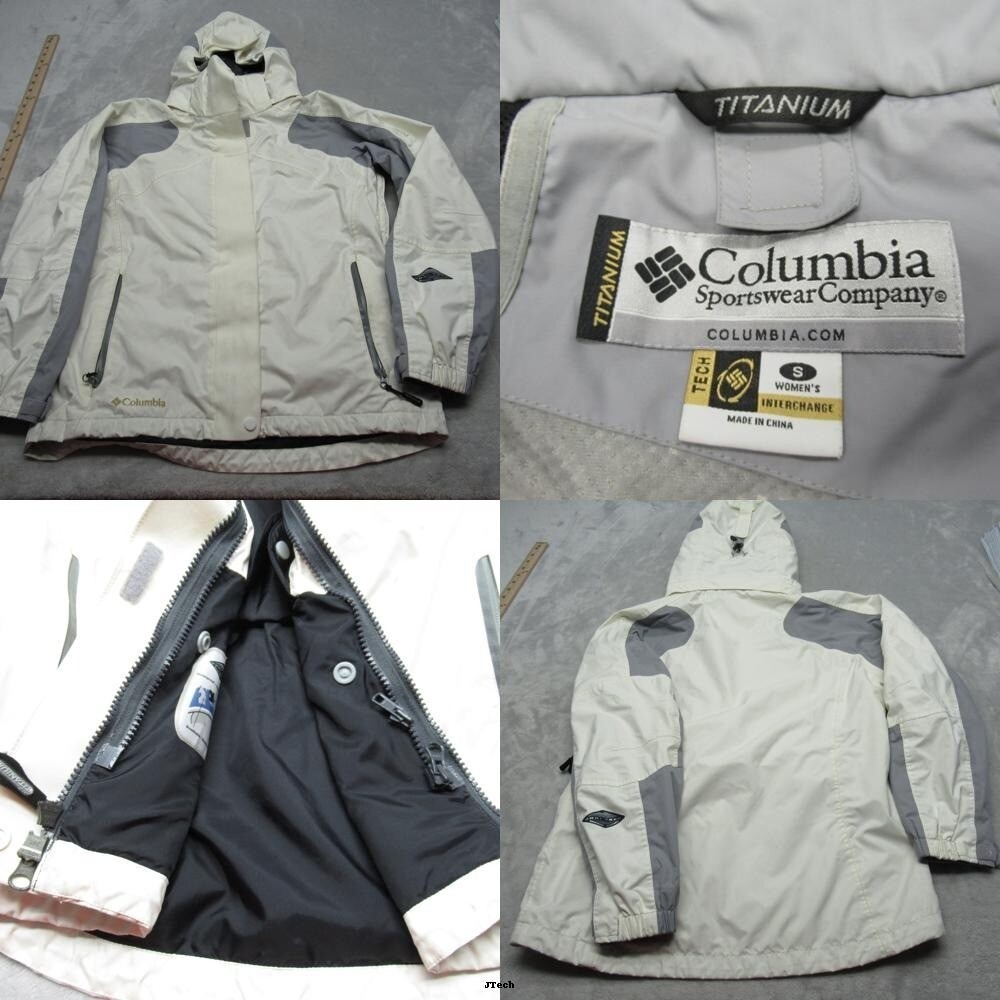 Columbia Titanium Jacket Women Small White Interchange Omni-Tech 3 In 1 Shell
